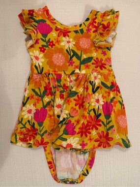 Little Sleepies Yellow Floral Flutter Sleeve Dress with Bloomer 🌼 Sunny Garden